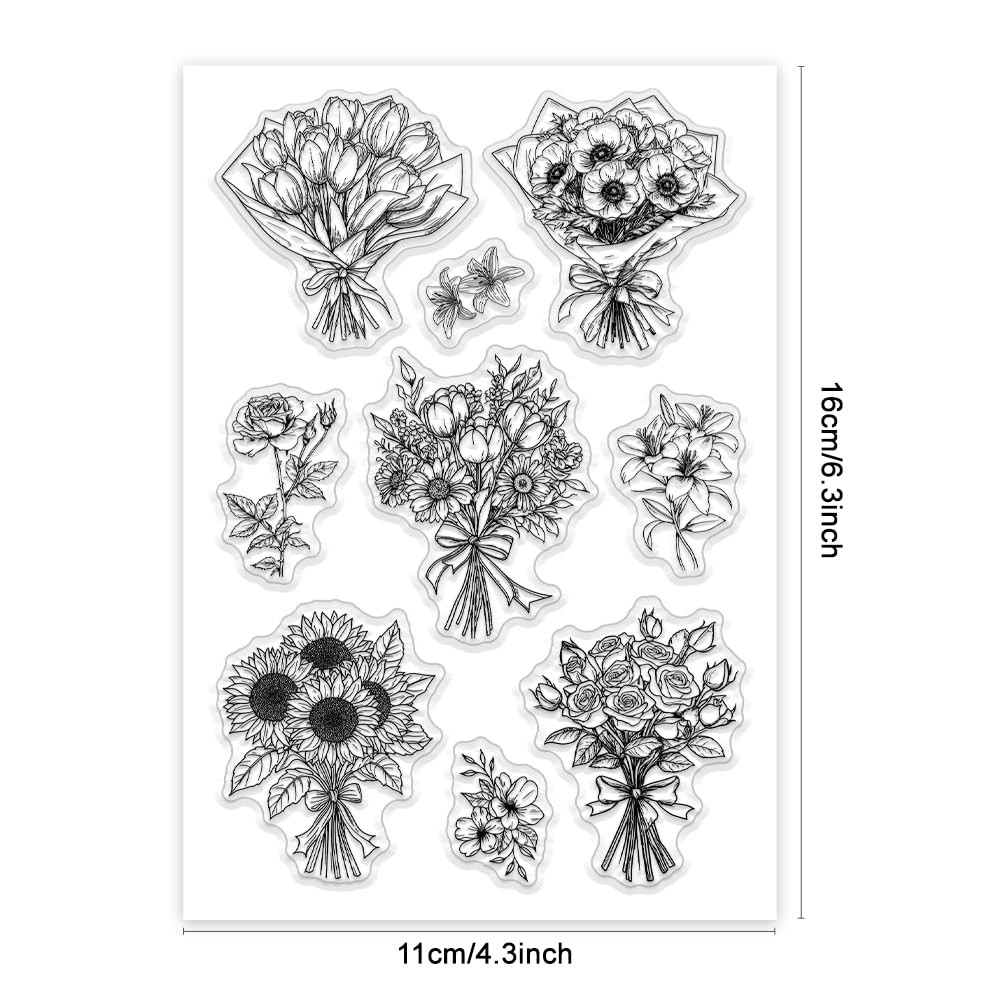 Tampons Transparents Fleurs PH PandaHall - Pour Scrapbooking, Cartes, Décoration