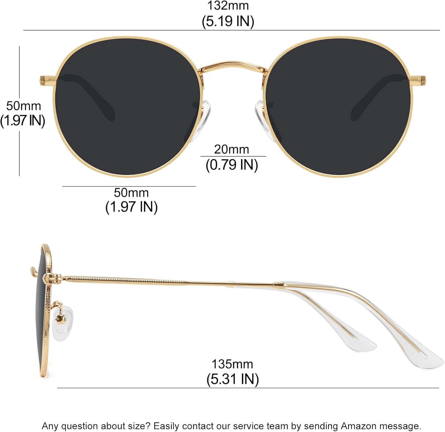 MEETSUN Round Polarized Sunglasses for Women Men Classic Retro Metal Frame Sun Glasses UV Protection