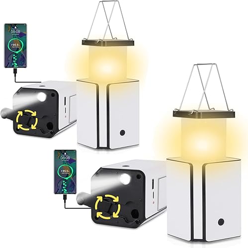 Miniatura 15 de Paquete de 4 linternas solares LED recargables de emergencia, recargable solar blanco cálido, tipo C recargable, generación de energía de manivela