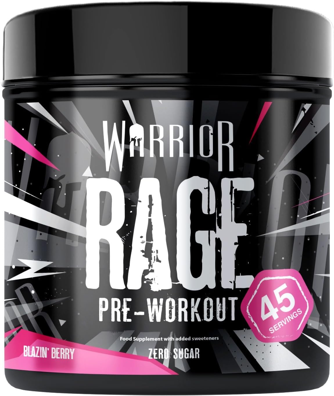– Warrior Rage Pre Workout Powder 392g (45 Servings) – 300mg Caffeine High Stim Energy Drink Supplement + Beta-Alanine, Creatine, BCAA, Taurine, Citrulline & Arginine AAKG for Muscle – Blazin' Berry