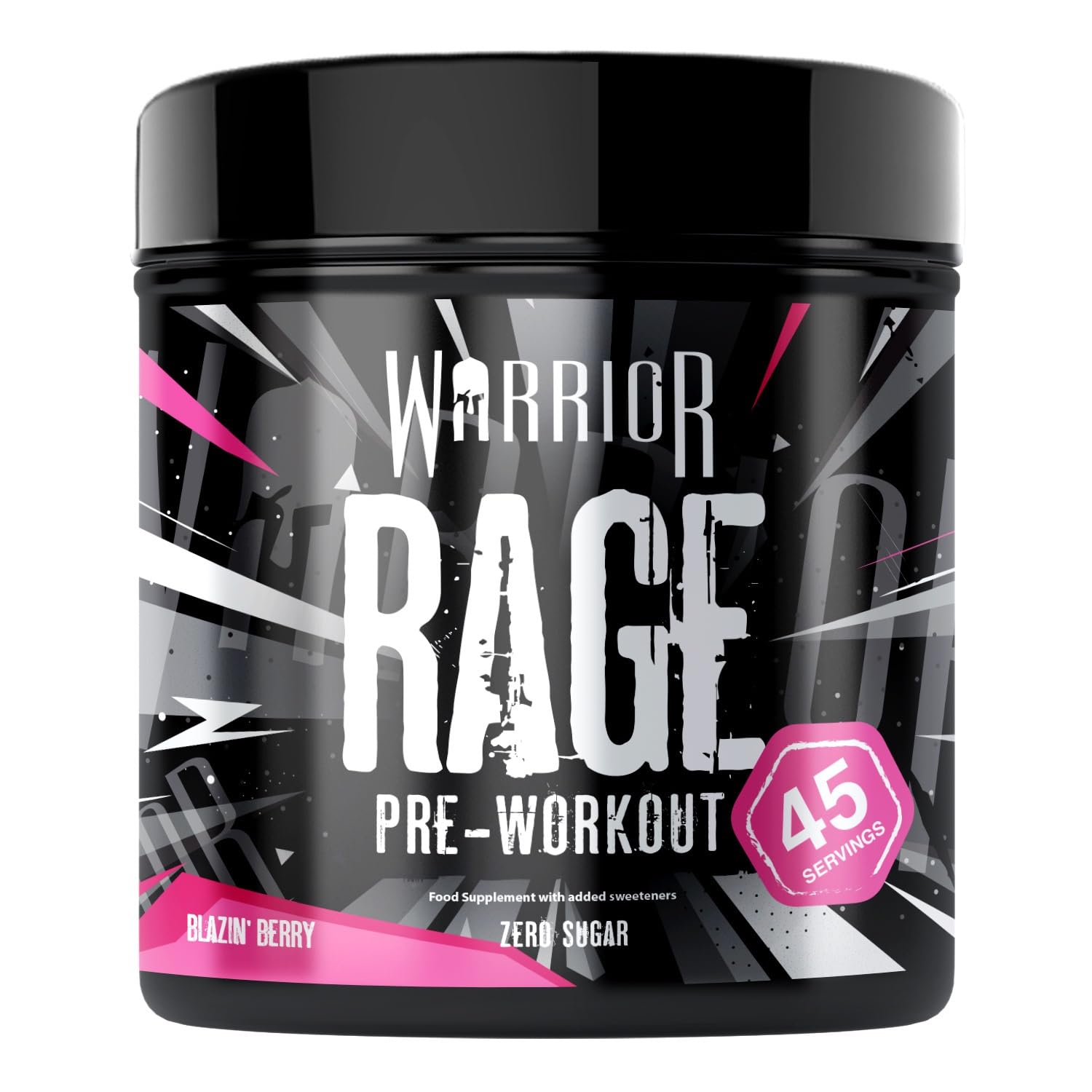 WarriorRage Pre-Workout Powder, 300 mg Caffeine High Stim Energy Booster with Beta-Alanine, Creatine, BCAAs, Citrulline & AAKG for Focus, Strength & Muscle Pump - Blazin' Berry