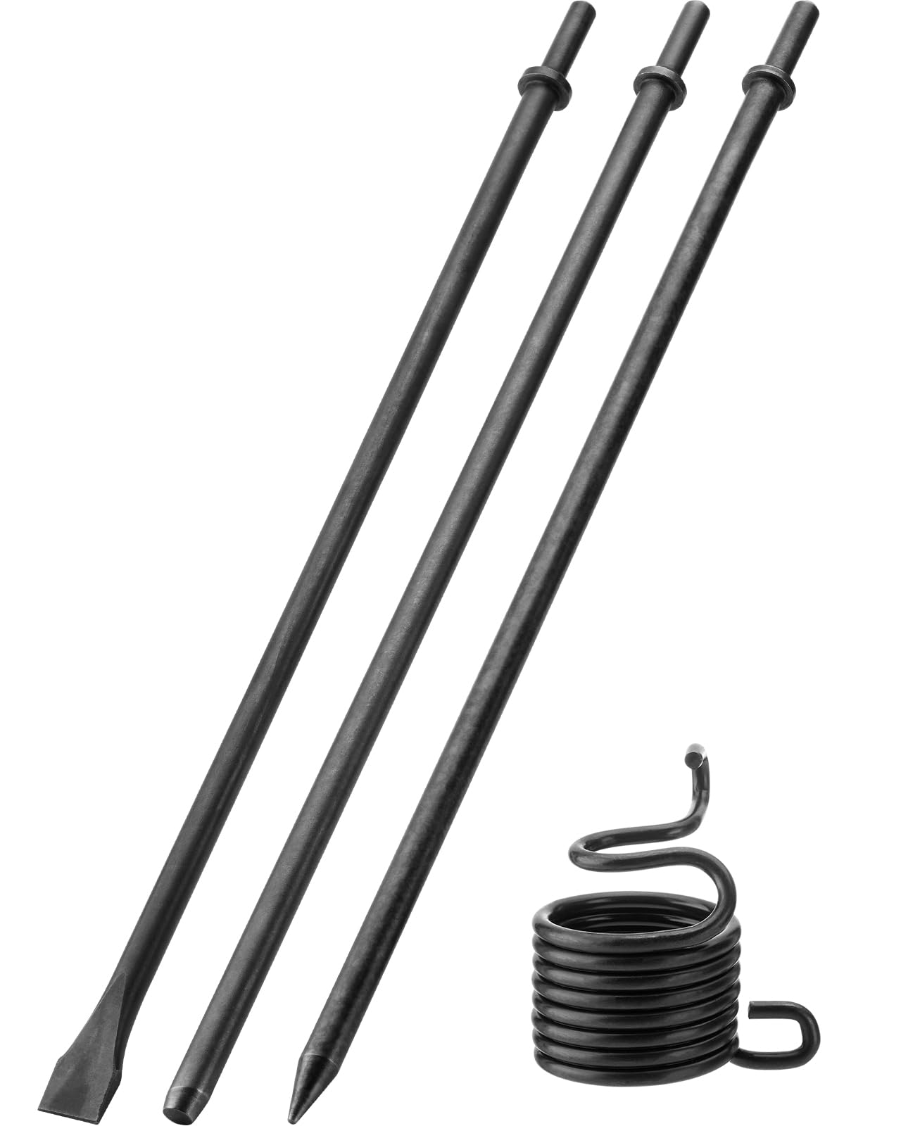Set di 3 scalpelli pneumatici lunghi 45,7 cm, punte da 1/8" e 3/8" e 3/4" e punte piatte per martello pneumatico con molla, acciaio legato 42 Cr-Mo resistente per calcestruzzo, piastrelle