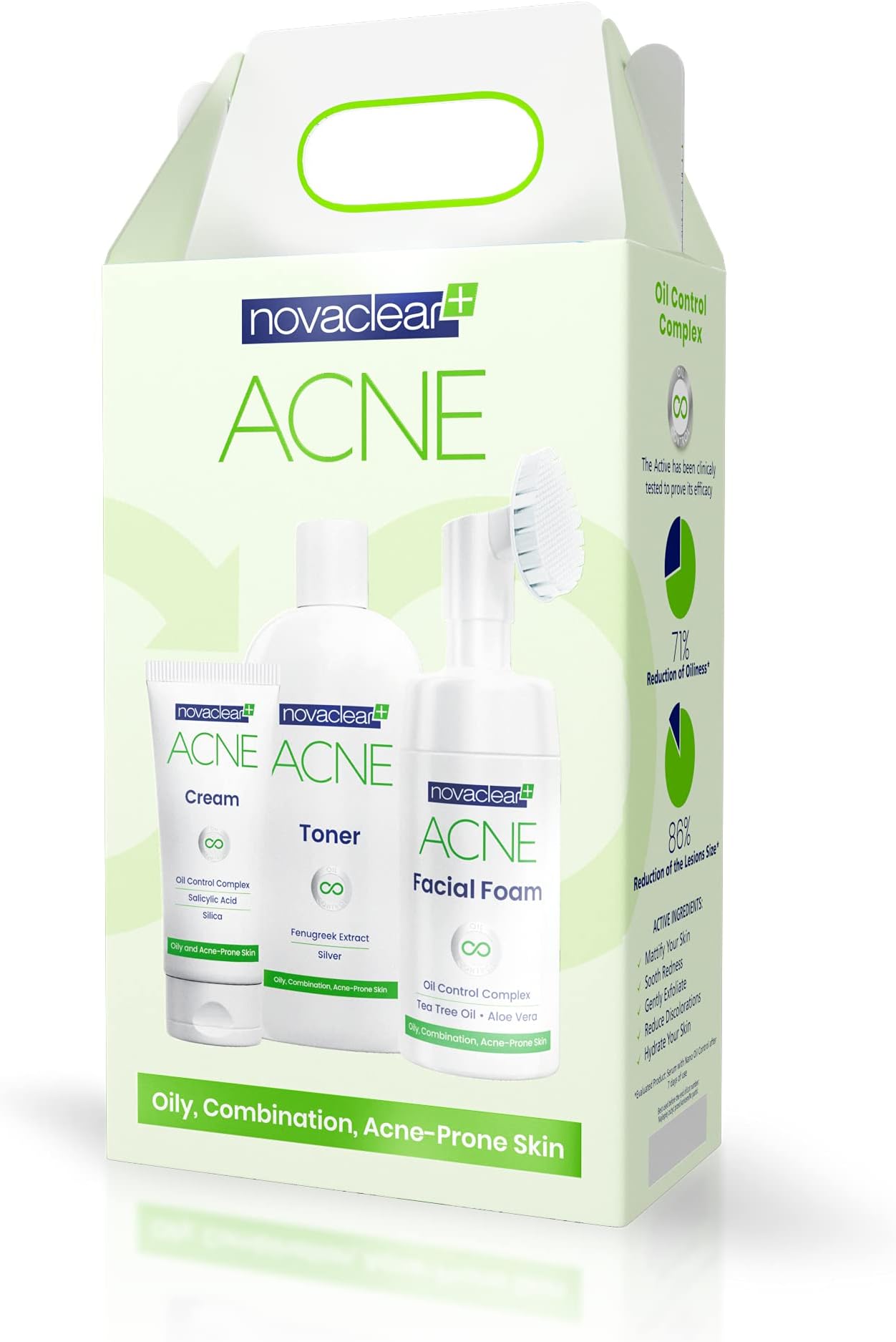 Novaclear Acne kit, Breakout Fighting Bestsellers-Facial acne set, Exfoliating & Treatment-Reduce Blemishes, Enlarged Pores & Blackheads - with Salicylic, Azelaic Acid and Tea Tree - All Skin Types