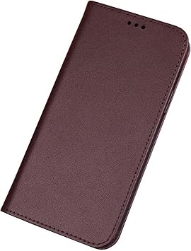 Case for iPhone 13 Mini, Premium Genuine Leather Flip Case Hidden Magnetic Adsorption Shockproof Folio Phone Cover for iPhone 13 Mini 5.4 inch Color Brown
