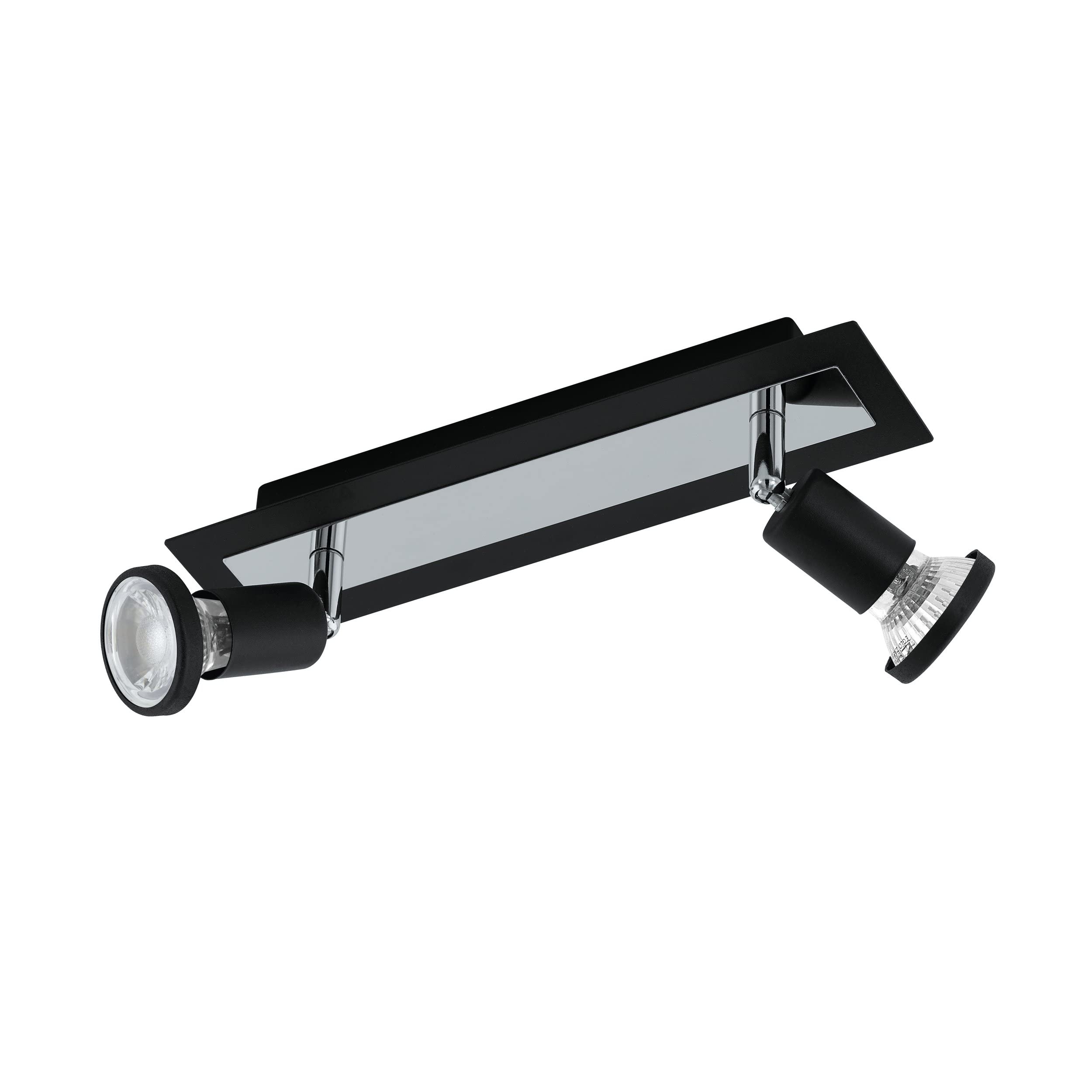EGLO LED Deckenlampe Sarria, 2 flammige Deckenleuchte | Deckenstrahler aus Metall, Wohnzimmerlampe in Schwarz, Chrom, Spots inkl. GU10 Leuchtmittel, warmweiß