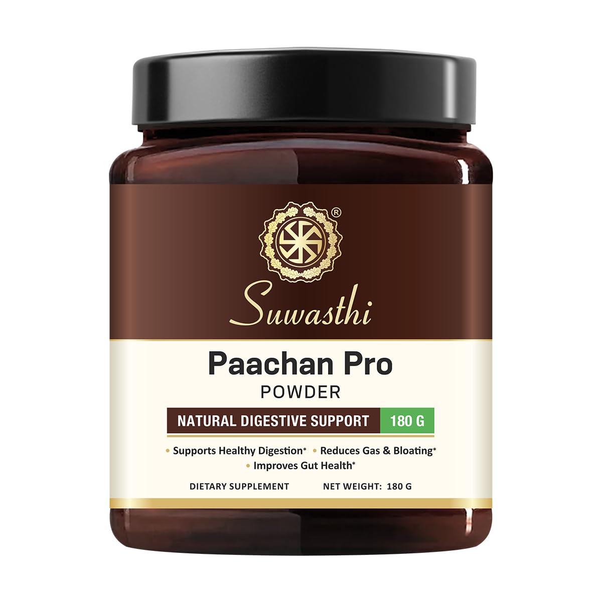 Suwasthi Paachan Pro Powder 180g, Ayurvedic Healthy Digestion Solution for Gas & Indigestion, Acidity & Bloating Relief-image-38