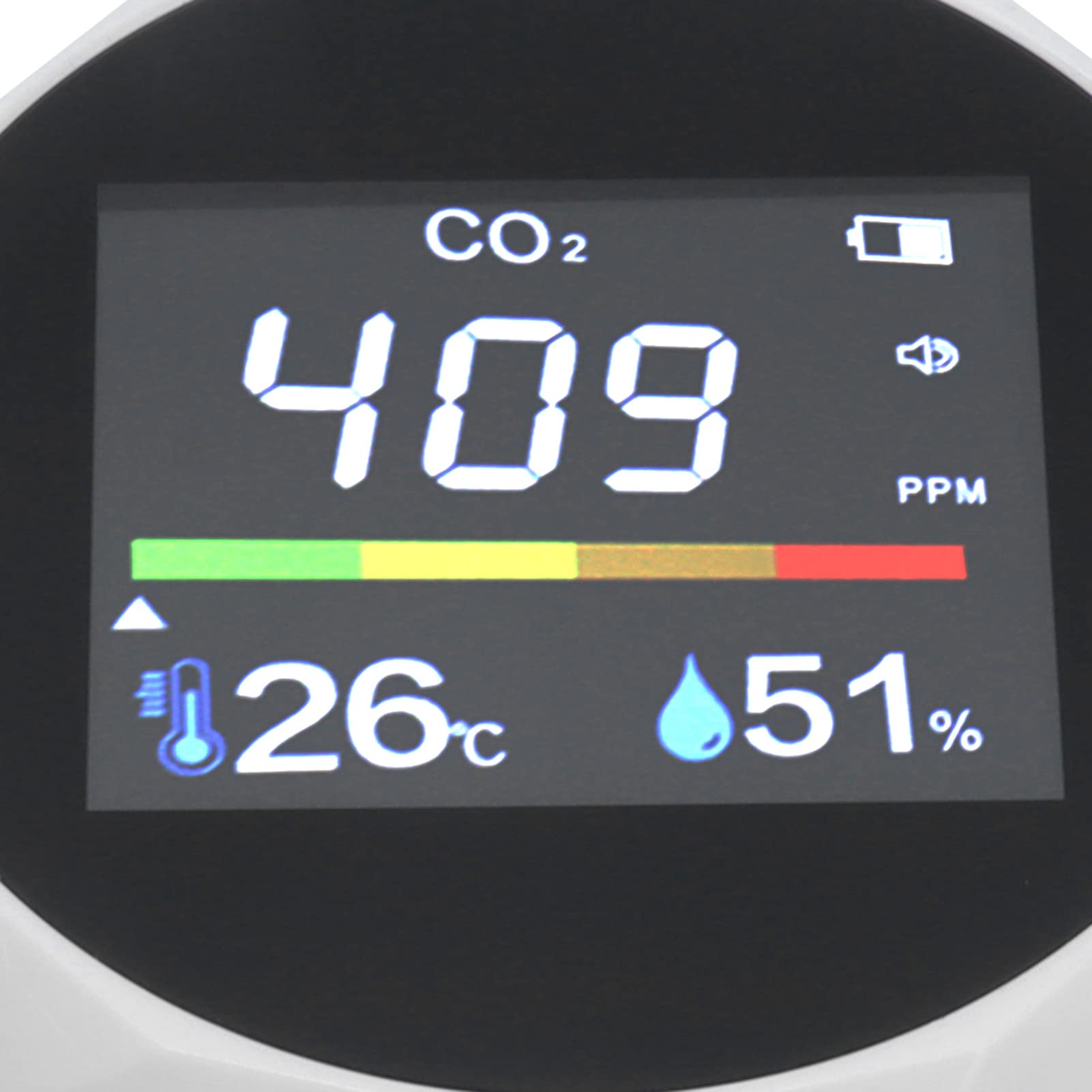 Monitor qualità dell'aria, Monitor CO2 ABS con Ricarica USB, Rilevamento Anidride Carbonica da 400 a 6000 PPM, Display umidità Temperatura, Misuratore a Parete per Palestra Casa Ufficio
