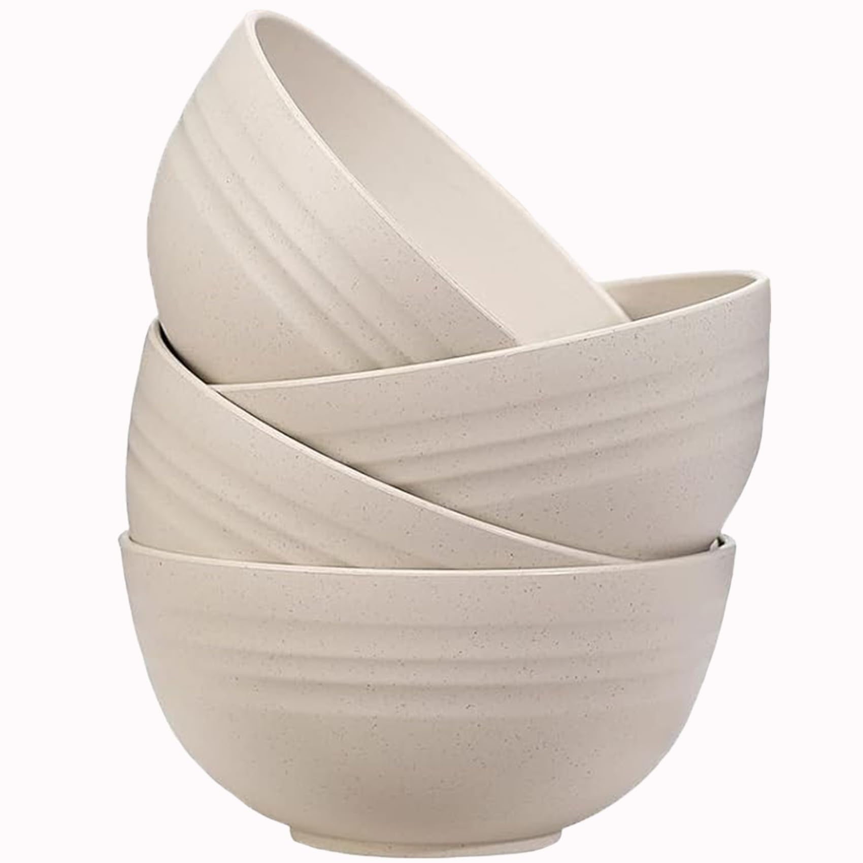 Unbreakable Wheat Straw Cereal Bowls Set of 4, 24 OZ Microwave and Dishwasher Safe Lightweight Soup and Salad Bowl Sets, Reusable Dessert Bowls for Rice, Pasta, Snack, Fruit, BPA Free (Beige)