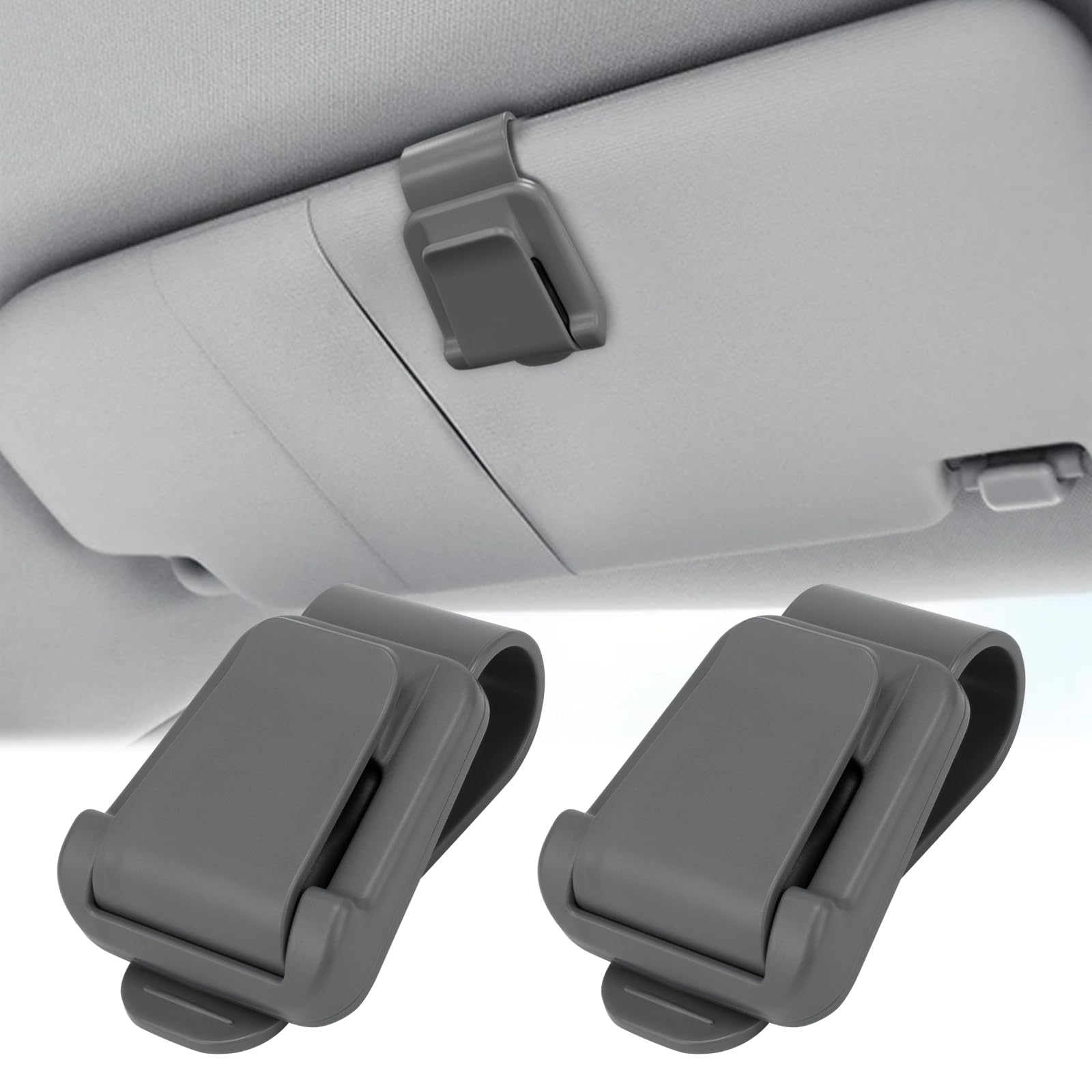 BFXM 2Pcs Sunglass Holder for Car Visor, Sunglasses Car Holder, Sunglasses Clip Holder, Sunglasses Visor Clip for Car, Jeeps, Trucks, SUVs (Gray)