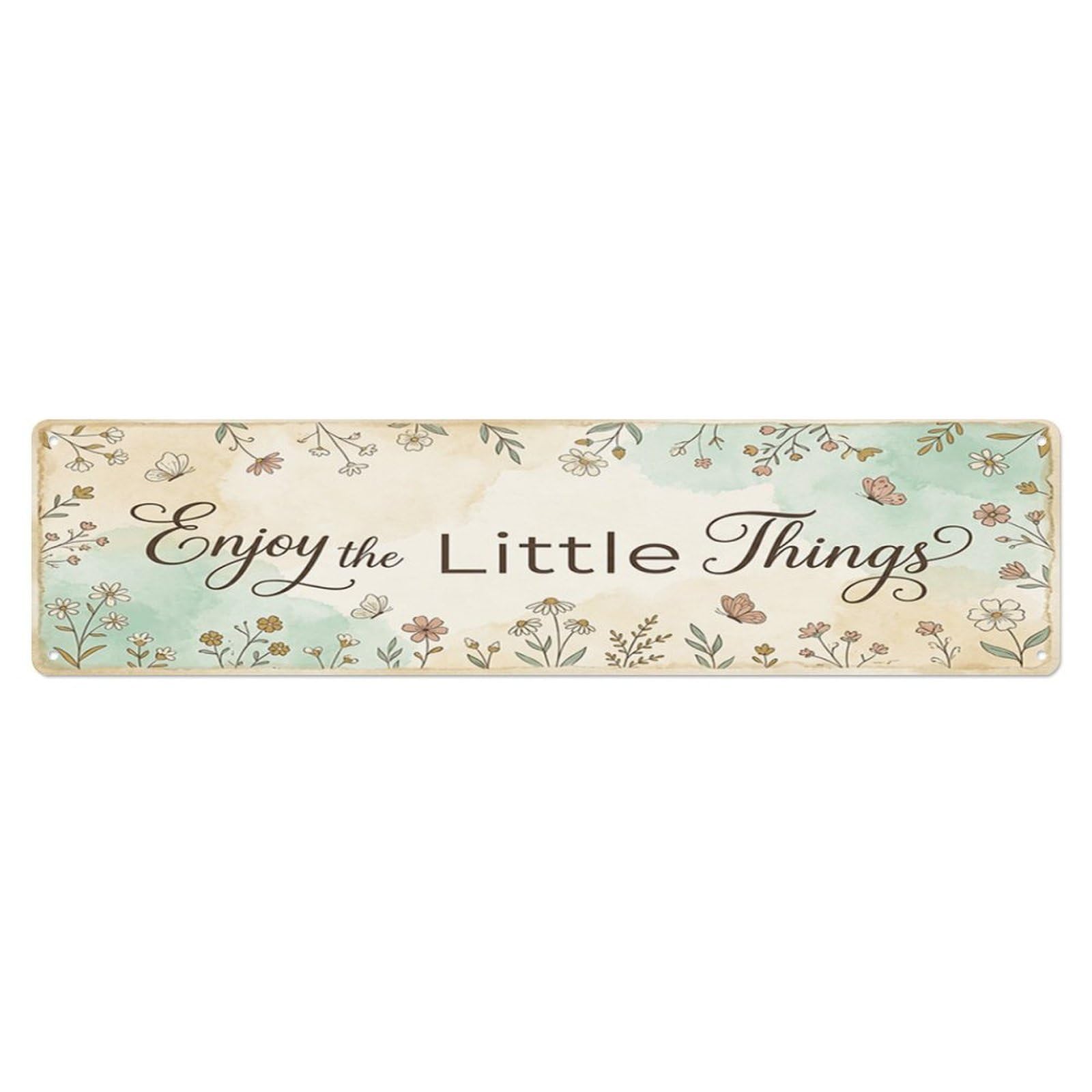 Enjoy Little Living Room Family Metal Tin Skinny Sign Plaque Wall Decor for Cafe, Club Bar, Office, Home Garden Metal Poster 4x16Inch
