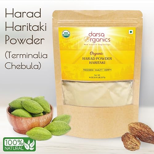 Miniatura 3 de Darsa Organics Haritaki Polvo de 8 onzas – Chebula terminalia orgánica USDA, polvo Harad para digestión, desintoxicación, bienestar y vitalidad,