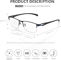 Vista 25 de Premium 2 PACK Durable Progressive Multifocus Reading Glasses for Men Blue Light Blocking Computer Reader Anti Eyestrain Metal Frame Spring Hinges
