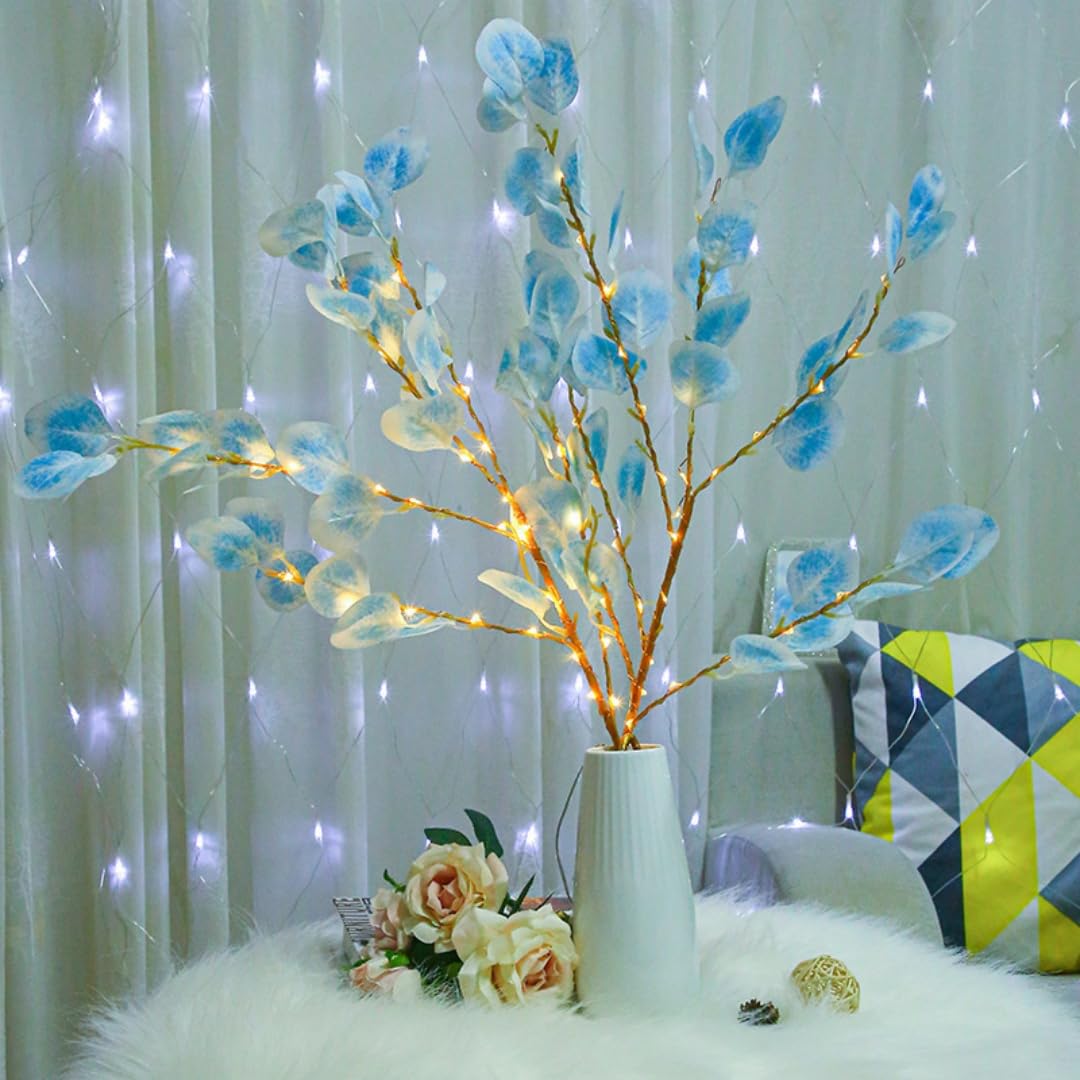 Ulalaza 88cm 2 Branches 40 LED Bulbs Twig Lamp Battery Operated LED Lighted Willow Branches Vase Fillers Use for Christmas Home Party Decoration Indoor Outdoor