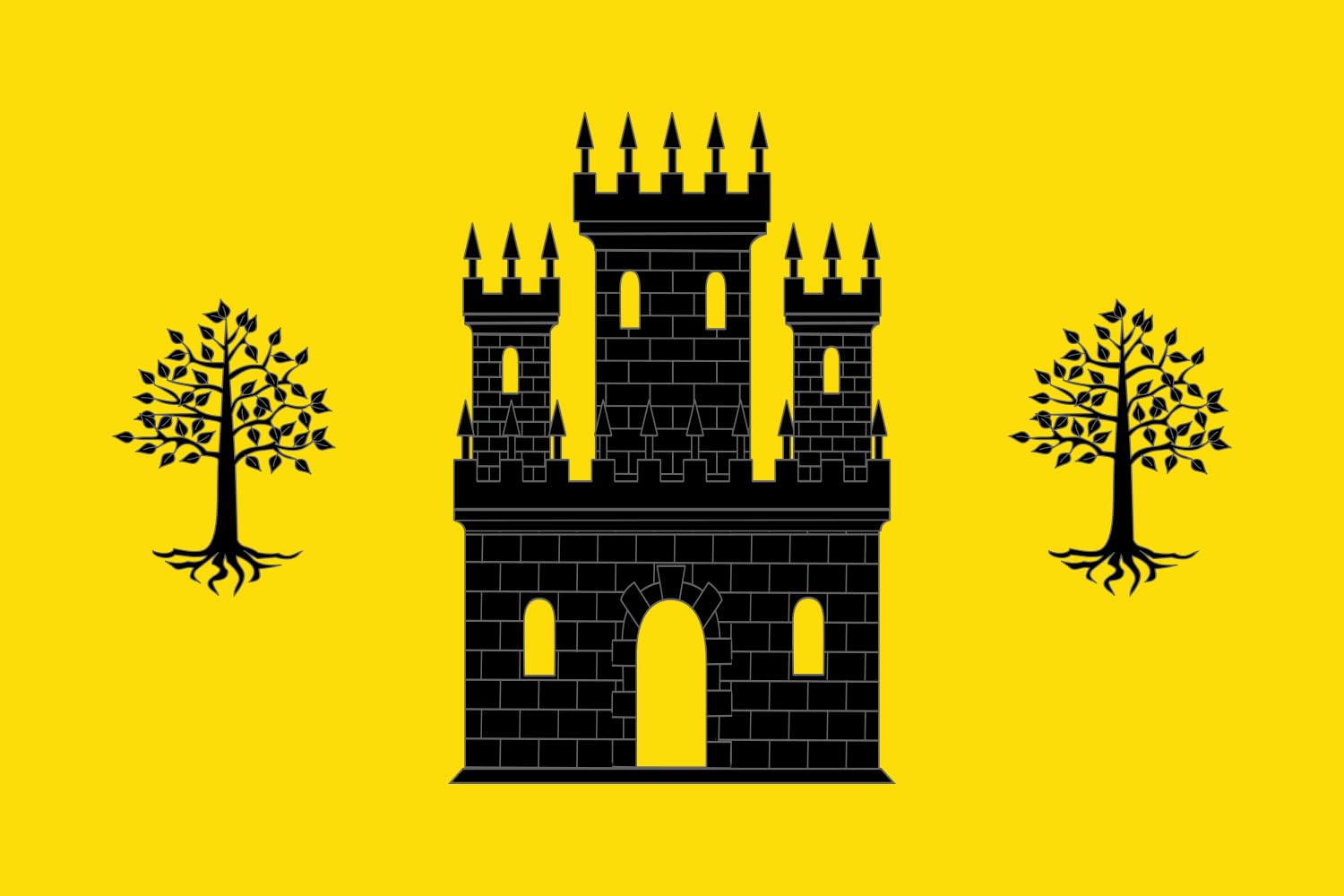Drapeau XL D Alcoletge pour pavoiser les façades lors des fêtes de village