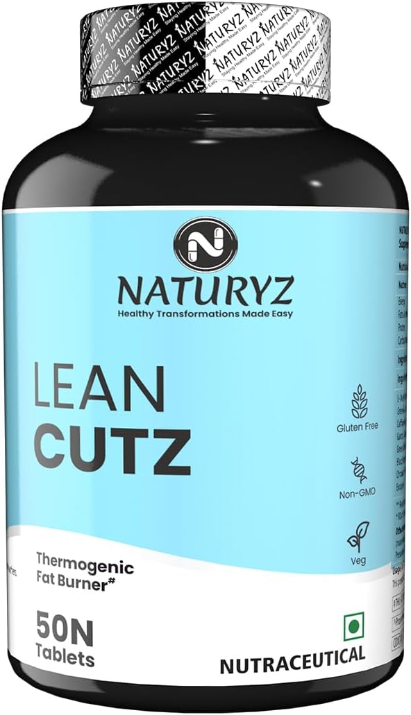 Naturyz Lean Cutz Thermogenic Fat Burner For Men & Women With Acetyl L Carnitine,Green Tea Extract,Garcinia Cambogia,Green Coffee,Caffeine & Chromium,Weight Loss Supplement-50 Tablets