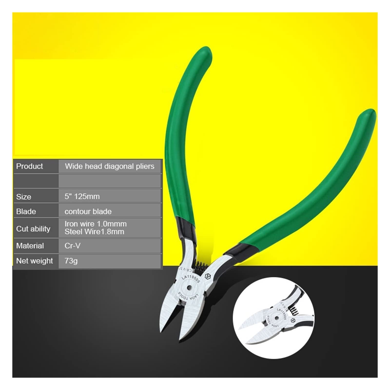JINGYAN Szczypce 5 Inch Electrical Scissors Cr-V Diagonal Pliers Iron Wire Copper Cutters With Labor-saved Spring