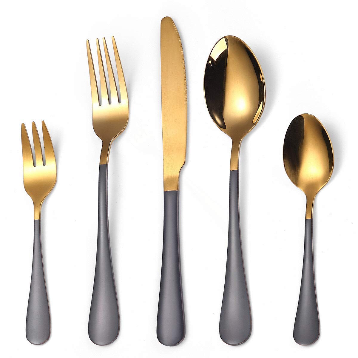Ensembles gold couverts anti-rayures gris et or pour simplifier le dressage des tables