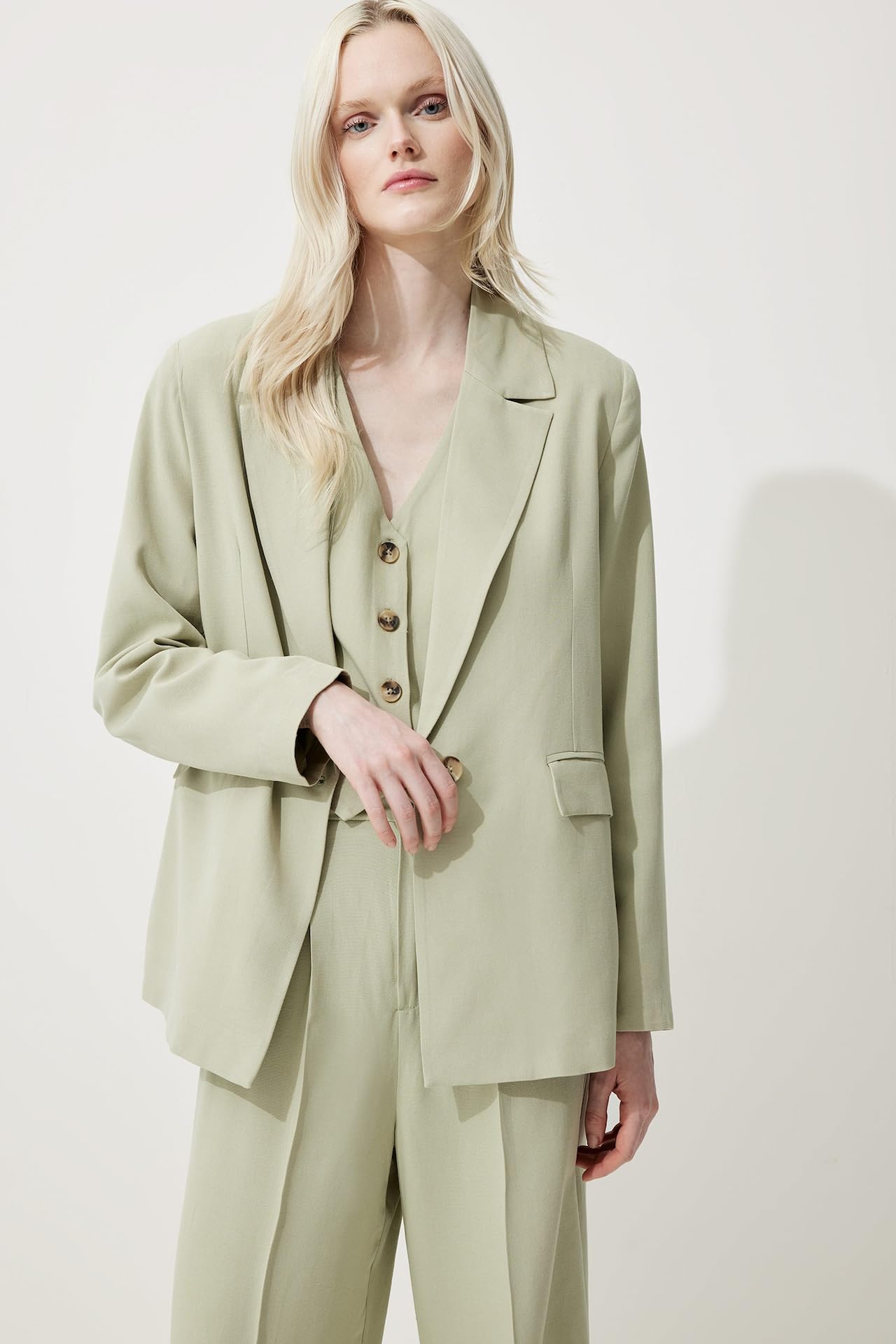 DeFacto Oversize Keten Karışımlı Blazer Ceket Z2536AZ25SP
