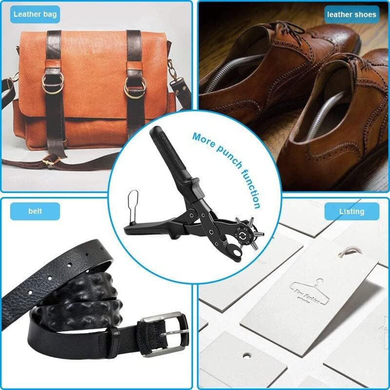 Multifunctional Belt Hole Pliers Heavy Revolver Hole Pliers Lever Gear Punch Belt Leather Puncher Household Tool - (Color: Black)