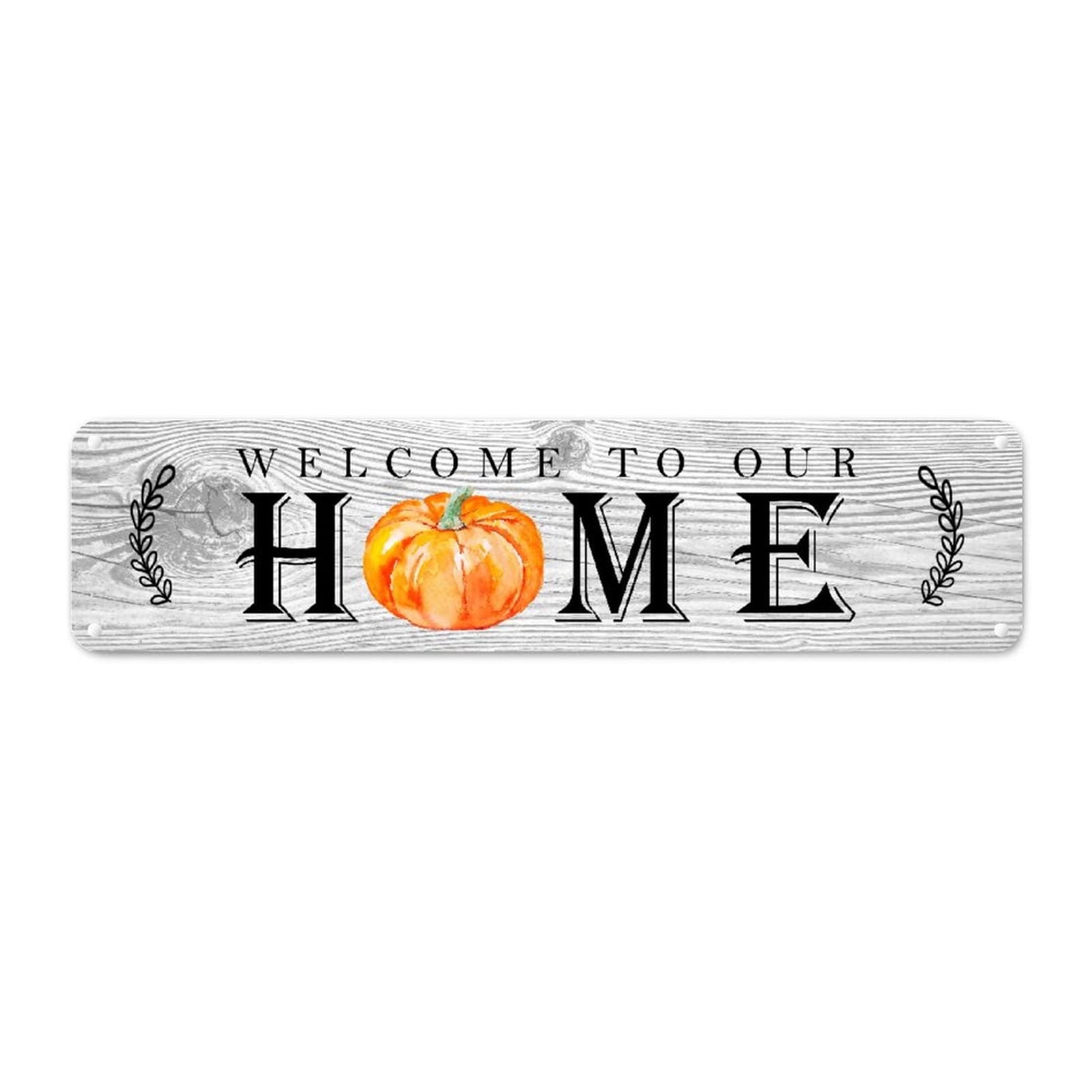 Plaque en métal Welcome rustique pour habiller un mur blanc vide avec du charme vintage