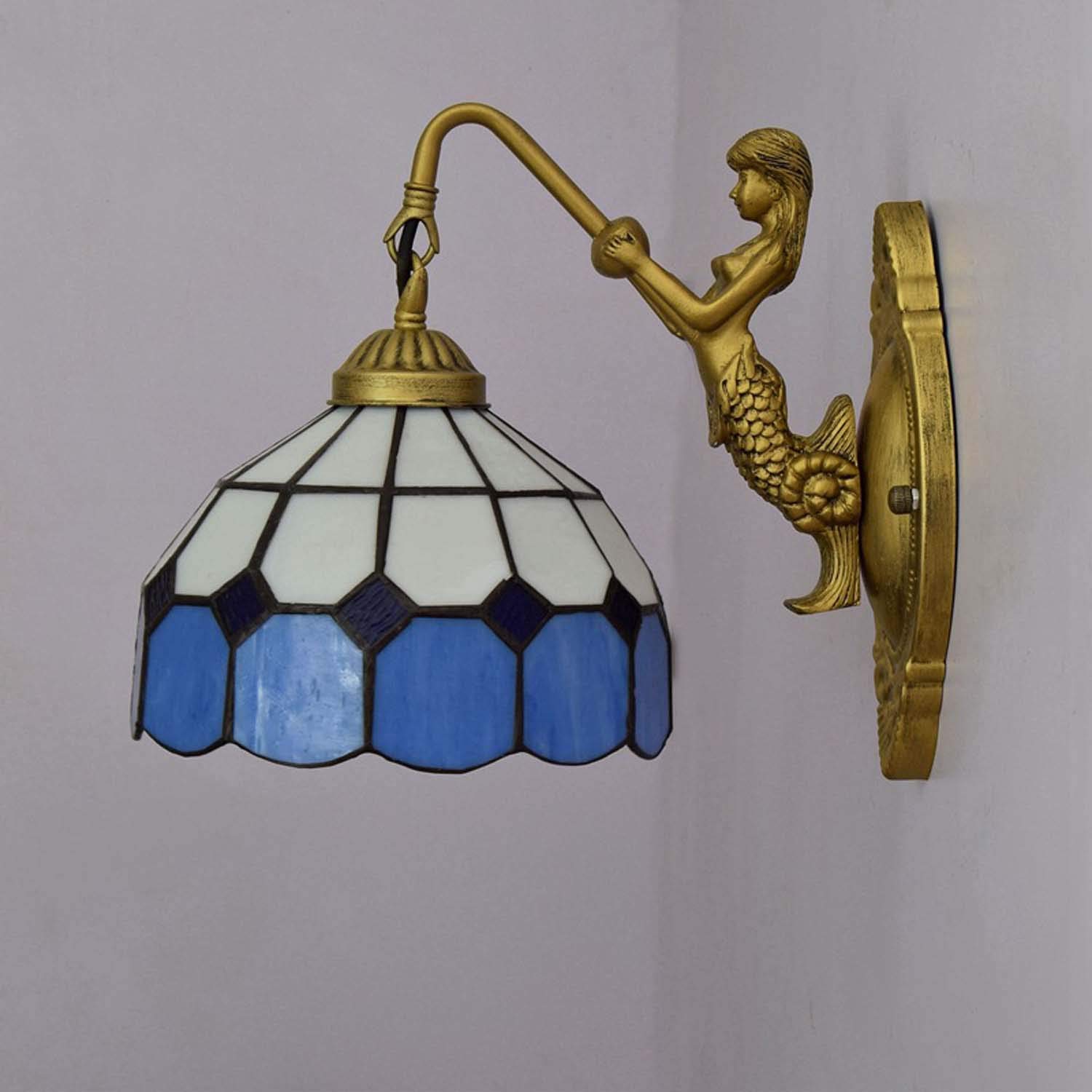 Lampa ścienna, kolorowa szklana lampa w stylu Tiffany z dekoracyjnym oświetleniem do przedpokoju przylegającego do sypialni lub salonu.