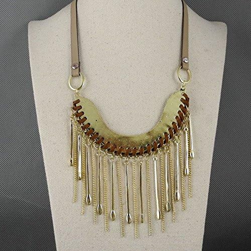 Fashion Jewelry Necklace Long Chain Pendent Sweater Collar Bib Choker Collier Golden Metal Strip Earpicks Tassle