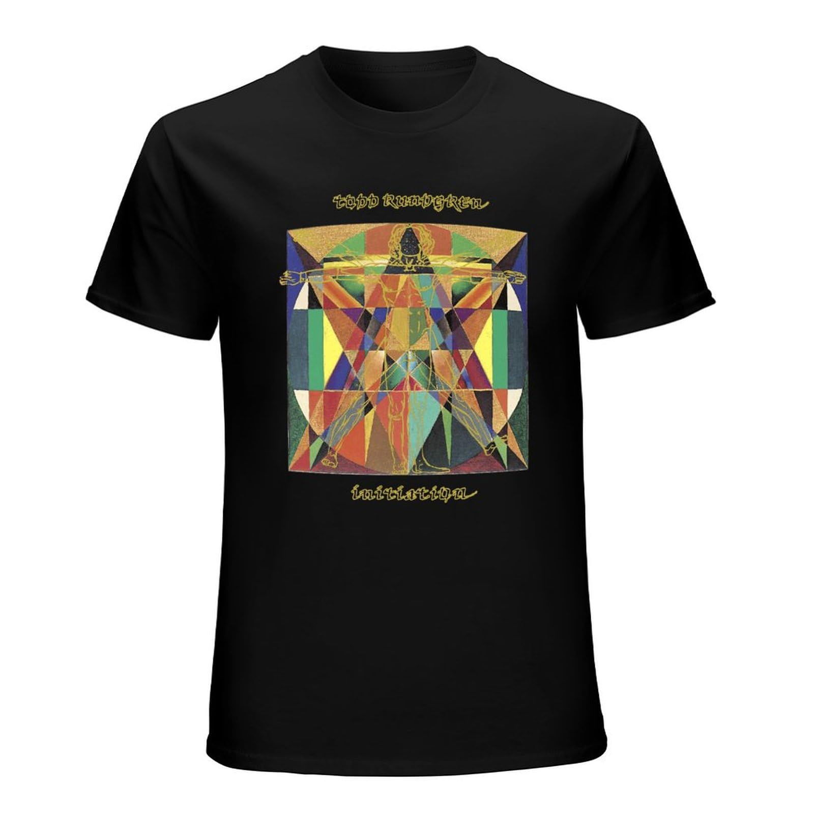 Men's Todd Rundgren Initiation T-Shirt Print Tees Short Sleeve O Neck Black 3XL