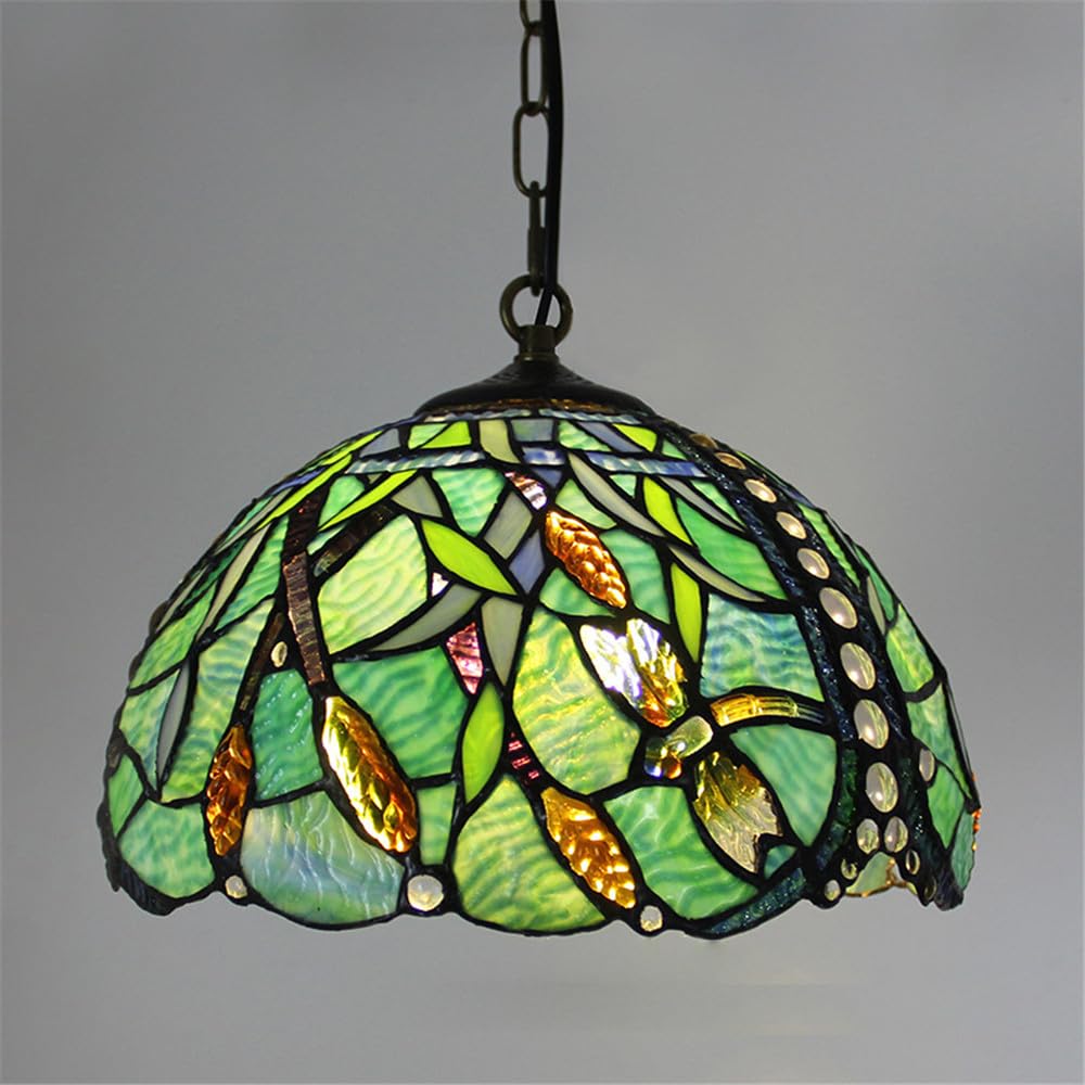 SXWNBIFH Contemporary Color Glass Pendant Lamp LED American Retro Creativity Living Room Restaurant Bedroom Hotel Villa Corridor Cafe Bar Chandelier (C D30CM)