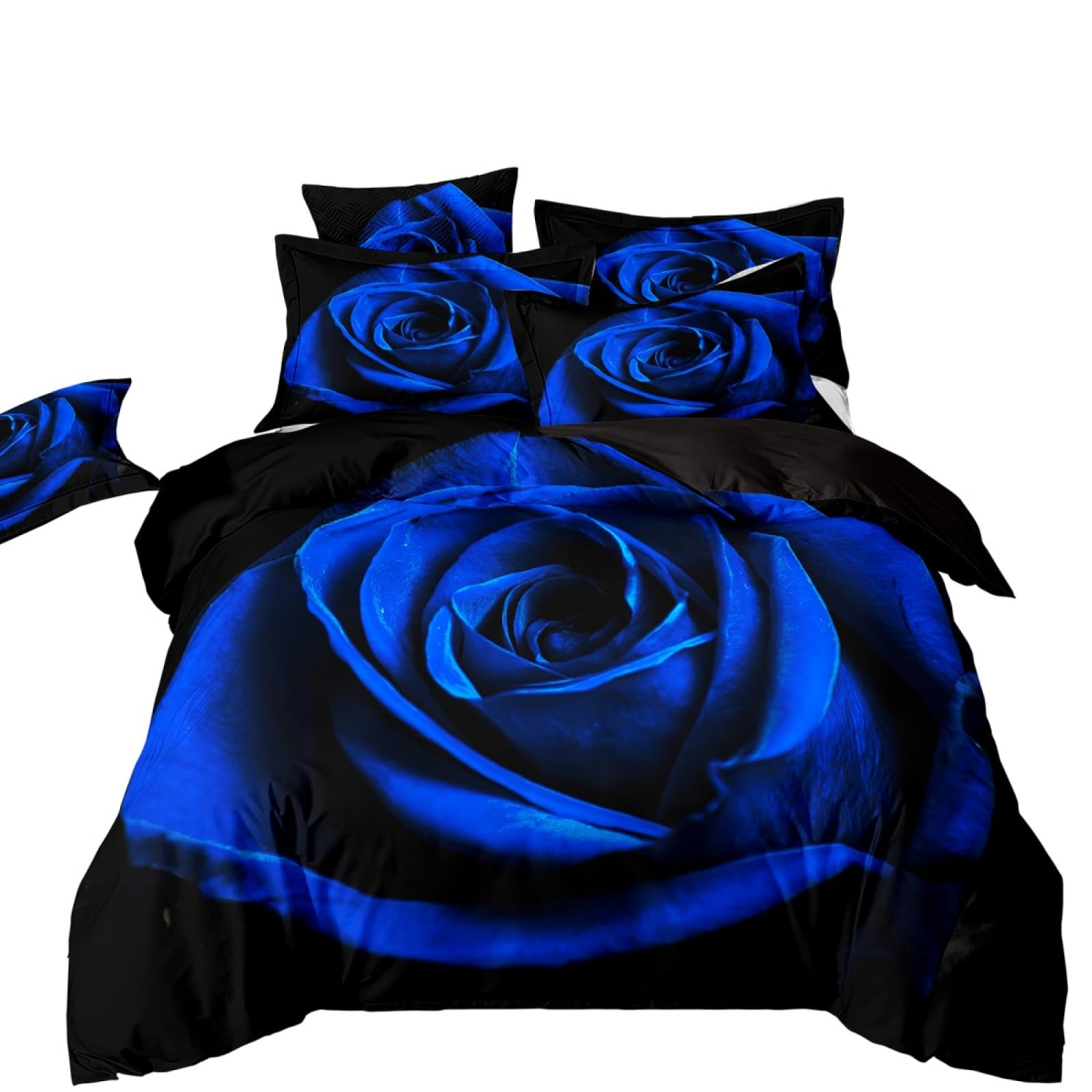 Double Duvet Set Blue Rose Pattern Bedding Double Bed Set Duvet Cover Sets
