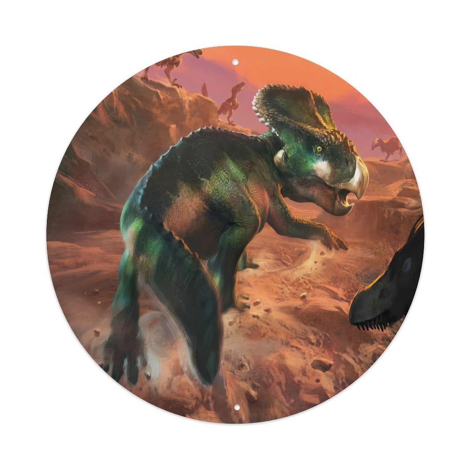 Dinosauria Animal Running Triceratops Prehistoric Dinosaurs Metal Tin Sign