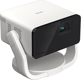 EpsonEpiqVision Mini EF22 Portable Smart Laser Projector, Bright 1,000 Lumens, FHD 1080p HDR, 3-Chip 3LCD, Google TV, Netflix, Swivel Stand, Stereo Speakers, Outdoor Backyard/Home Theater - White
