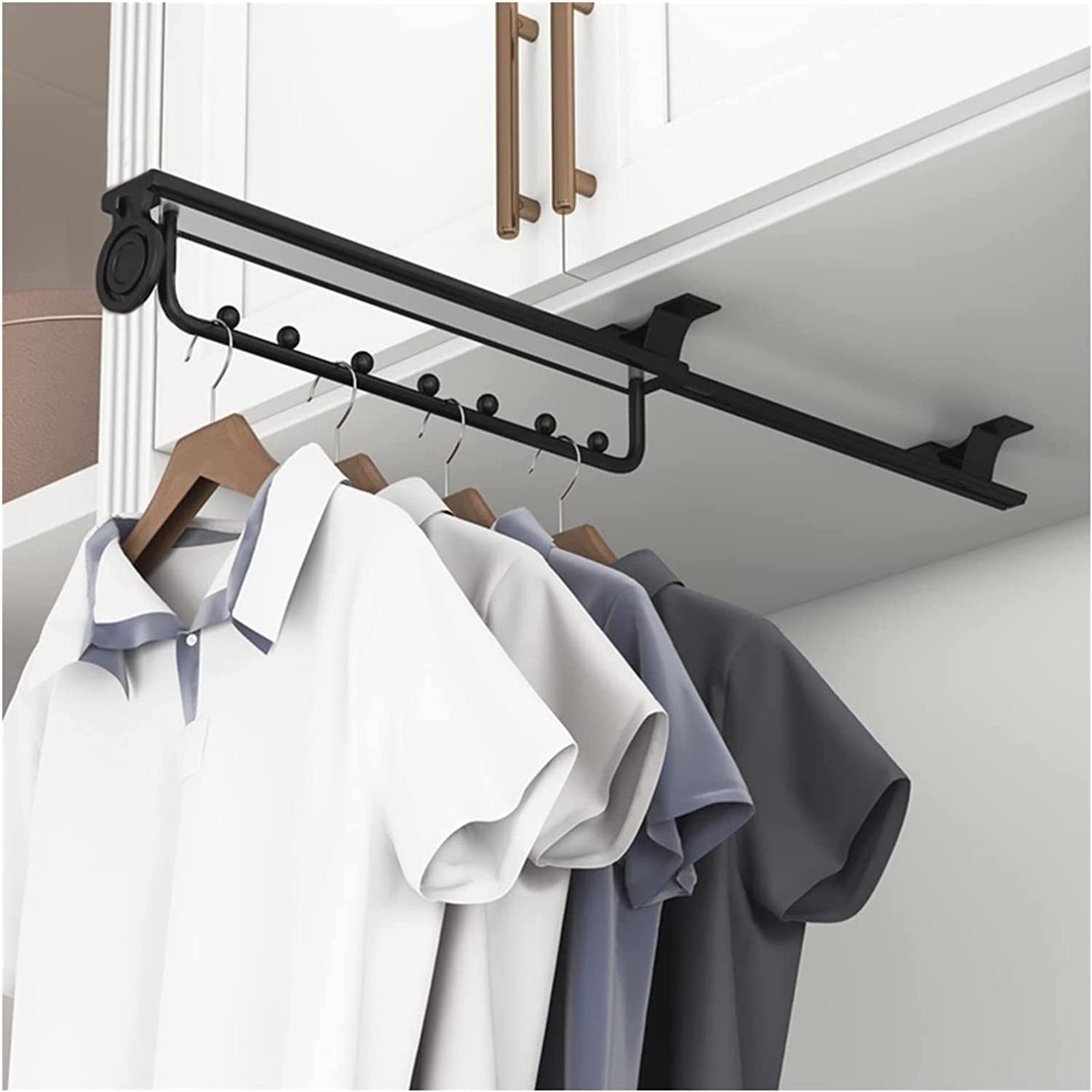 corner wardrobe， Sliding Wardrobe Clothes Rails,Pull-Out Clothing Hanger Extendable,Space Saving Organiser(40cm)