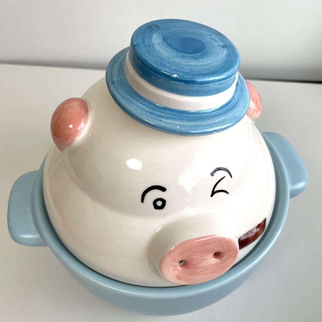 Amazon.co.jp: 昭和レトロ 焼イモ鍋 ブタ カポネ 陶器 鍋 箱付き 鍋