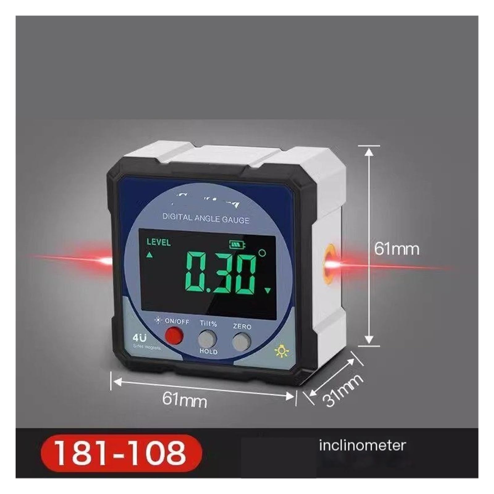 Inclinometro digitale, goniometro elettronico for livella angolare 181-108 con base magnetica