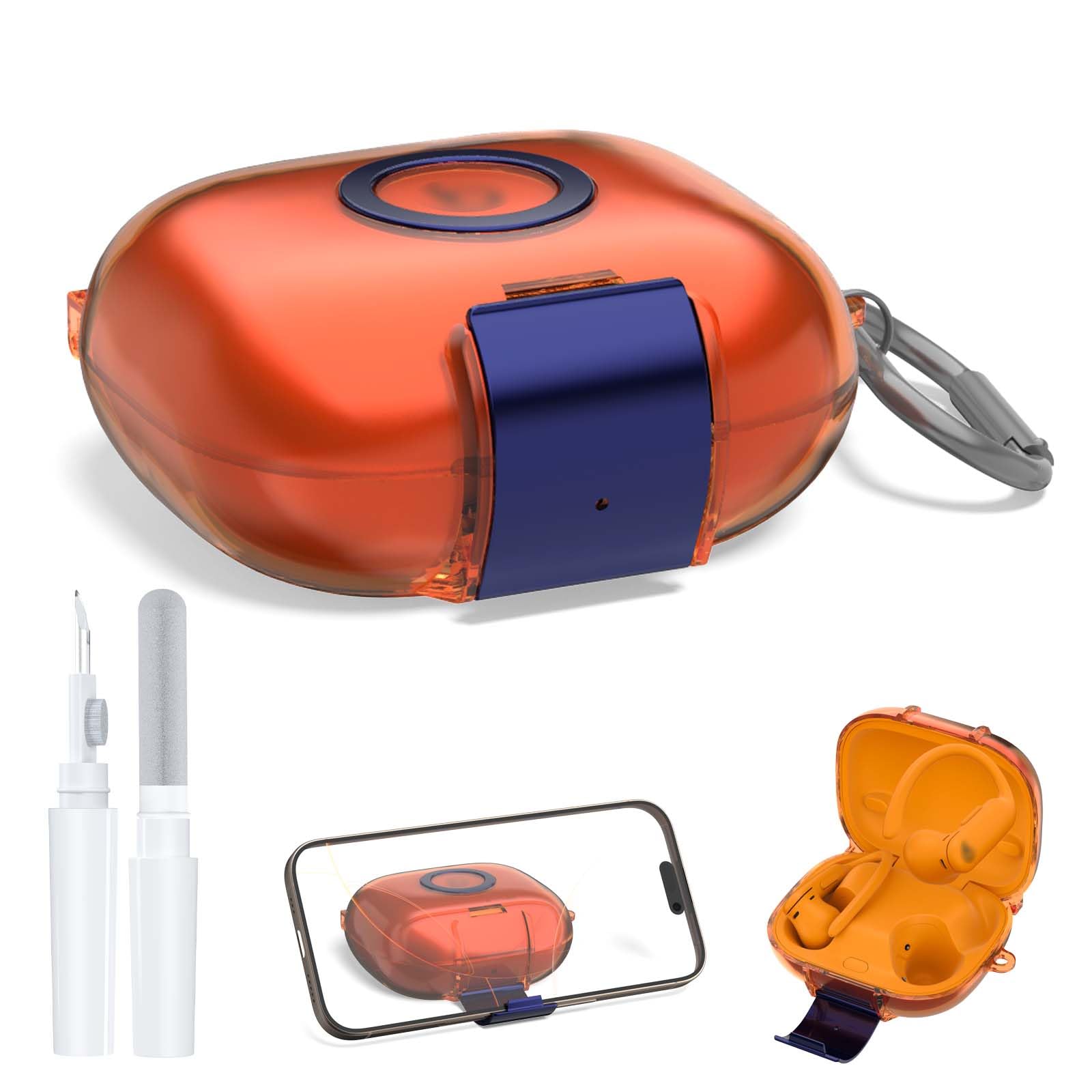 [Dual Function Lock] for Beats Powerbeats Pro 2 Case Cover with Phone Stand, AGENTNANO Clear Protective Cover with Beats Powerbeats Pro 2 2025