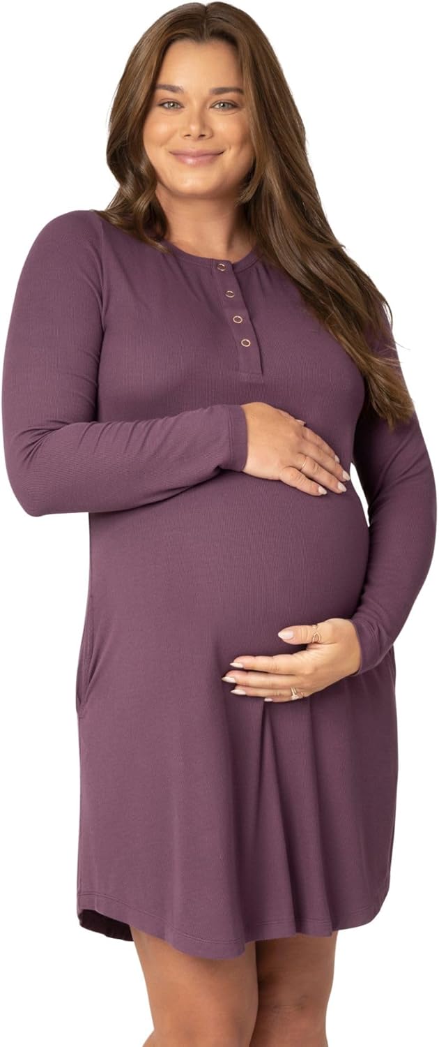 Kindred Bravely Riley Maternity & Nursing Nightgown, Ribbed Postpartum Pajamas