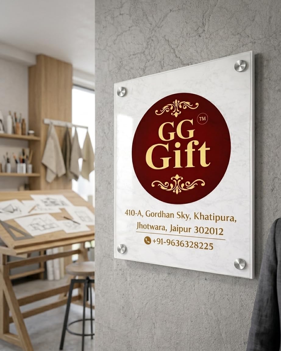 Customize Premium Acrylic Office Name Plate with Gold Foil Logo Custom Sign Board Wall Mounted Glass Finish Business Name Board for Office Shop Clinic Branding Sign (9x12 Inches)-image-48