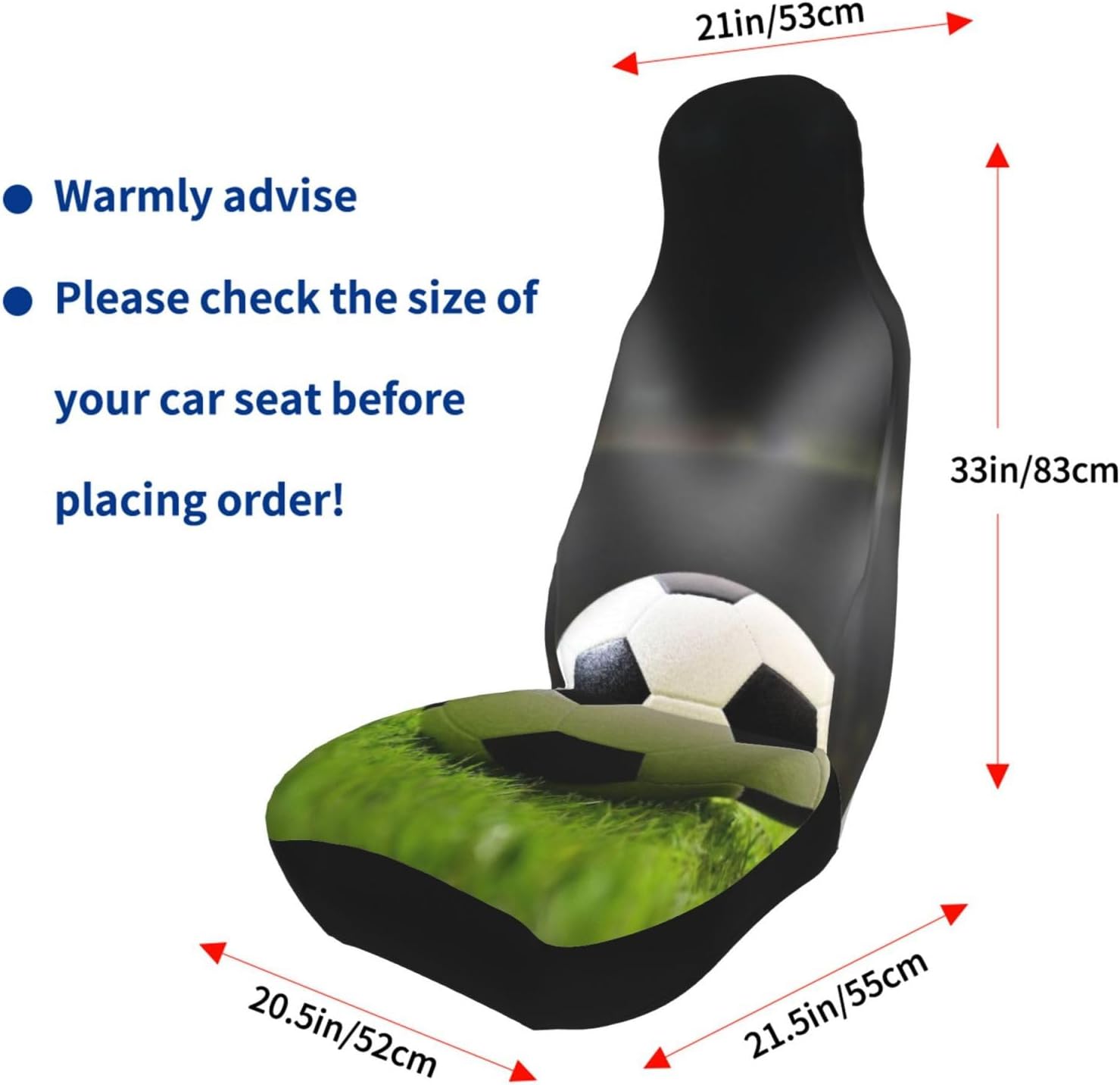 Soccer Ball On Soccer Field Stadium with Night Light Car Seat Covers 2-Pack - Fit for Sedans, Trucks, Suvs, Automotive Seat Protectors with Reinforced Stitching