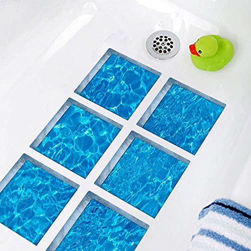 Chezmax 3D Stereoscopic Waves Diy Anti Slip Safety Shower Bath Tub Decal Stickers Bathtub Appliques 6 Pcs 5.9" X 5.9" #TOP1