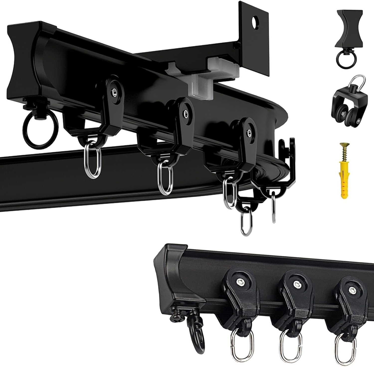 8FT Flexible Bendable Curtain Track System - Heavy Duty Room Divider Rail in Champagne Gold Finish, Ideal for Curved Designs & 1M/3.2FT Spaces, Ceiling/Walls Use