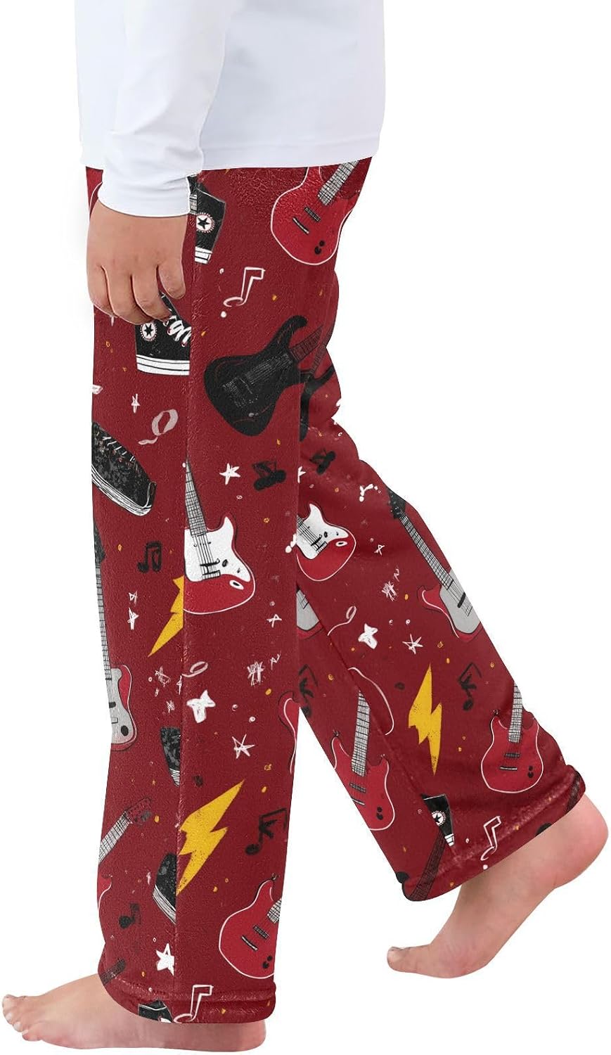 visesunny Rock Roll Heavy Metal Punk Red Boys Pants for Kids Fleece Bottoms Long Jogger Pants Trousers Pockets Size 6-14Y