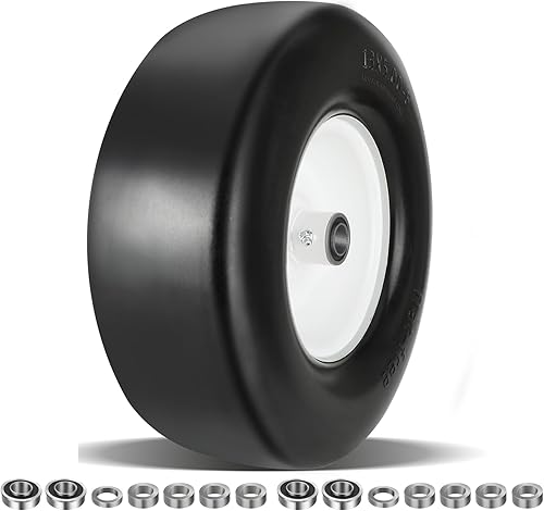 1 neumático y rueda para cortacésped plano de 13 x 5.00-6 con buje de grasa de 34 pulgadas y 58 pulgadas, montaje de neumático sólido delantero de