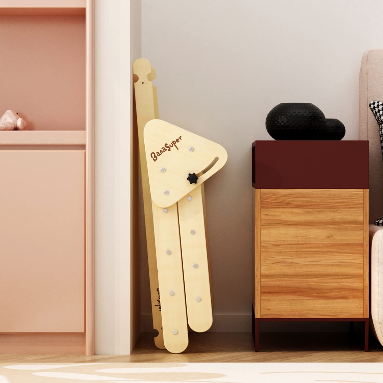 BanaSuper 2 in 1 Bambini Triangolo da Arrampicata in Legno Pieghevole con Rampa Giocattoli Montessori