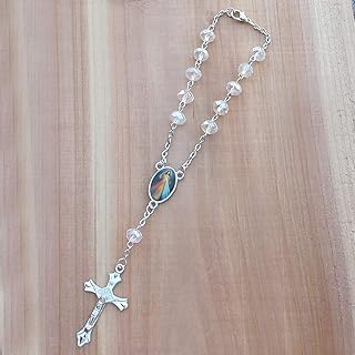 12 PCS Divine Mercy Decade Crystal Rosaries Baptism Favor, Rearview Mirror Auto Rosary Travel Protection Gift