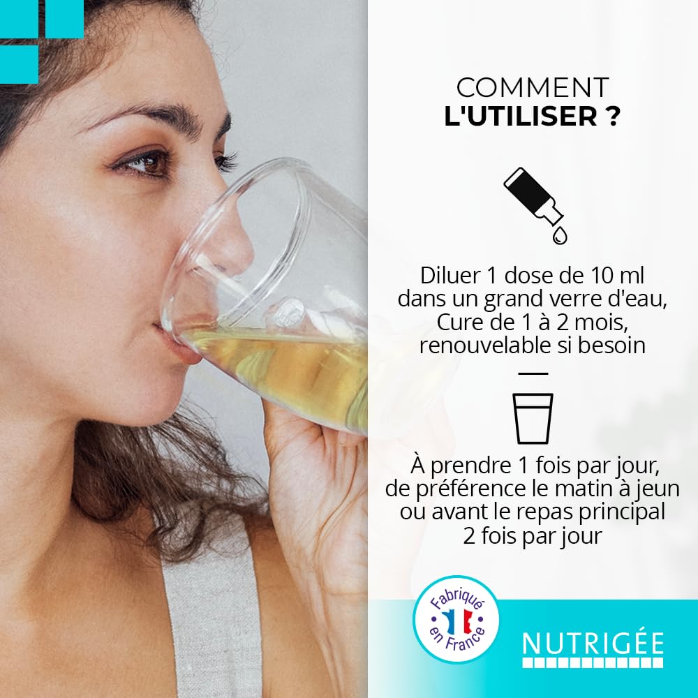 NUTRIGÉE - Détox 38 - Boisson Concentrée Bio - Triple Action - Drainage, Élimination et Purification – 30 Plantes Bio – Anti-Rétention d’Eau et Anti-Cellulite – Complément Liquide Naturel – 300 ml