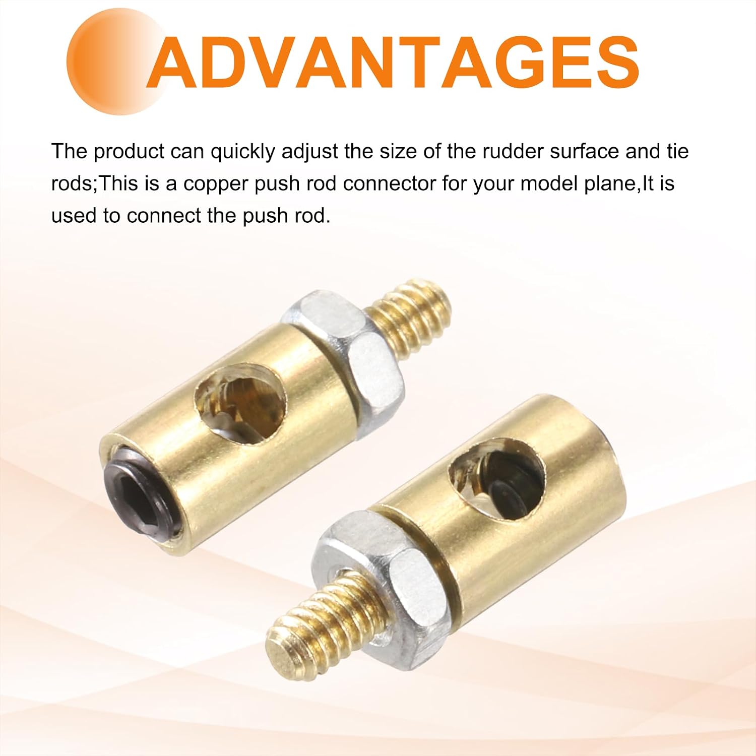 MECCANIXITY Linkage Stoppers Connecting Servo Arm, Push Rod with Nut and Screw for RC Airplane, D4x2.5mm 6 Pcs