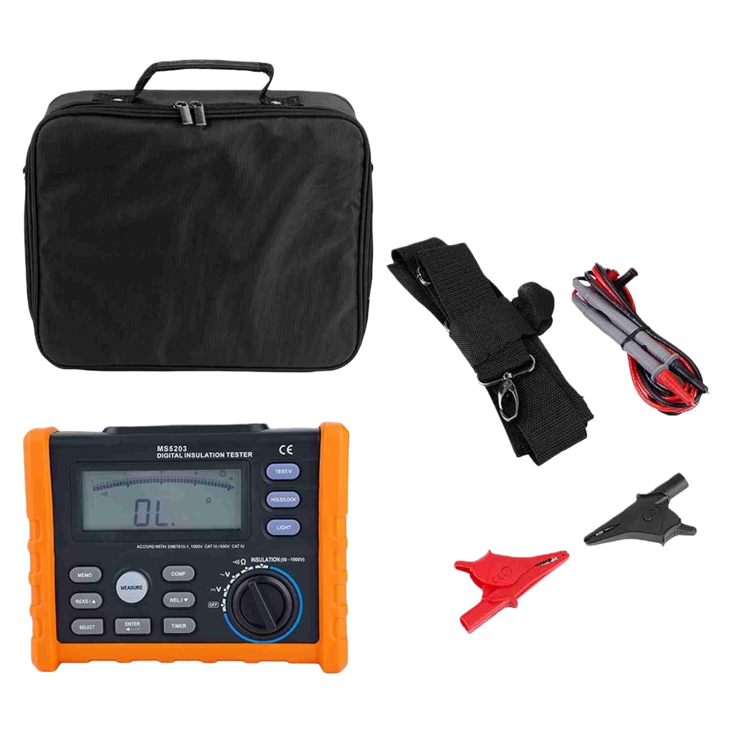 Digital Megohmmeter PM5203, Isolationswiderstandstester 50-1000V mit Analog-Display, Automatische PI/DAR-Berechnung, für Wartung von Motoren & Transformatoren (Elektriker/Servicetechniker)