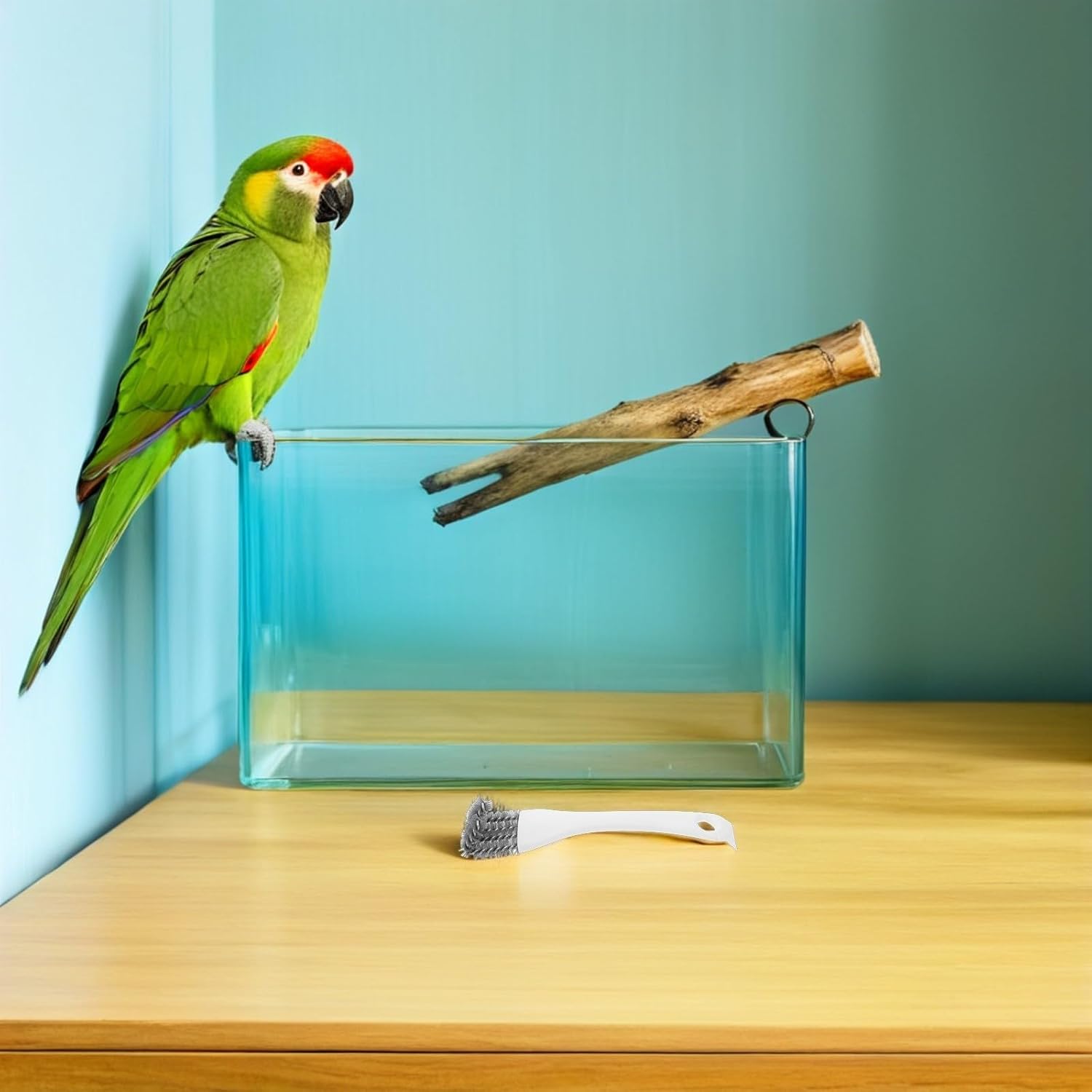 15pcs Long Handle Bird Cage Cleaner Brush with 2 in 1 Scraper for Pet Bird Droppings Removal Metal and Plastic Construction for Daily Cleaning Routines and Cages