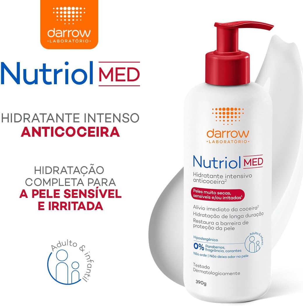 Darrow Nutriol Med Loção Hidratante com Complexos Nutri-Hidratante e Restaura-Calm que Hidrata Intensamente, Acalma e Reduz Coceira, 390g Darrow Nutriol Med Loção Hidratante com Complexos Nutri-Hidratante e Restaura-Calm que Hidrata Intensamente, Acalma e Reduz Coceira, 390g