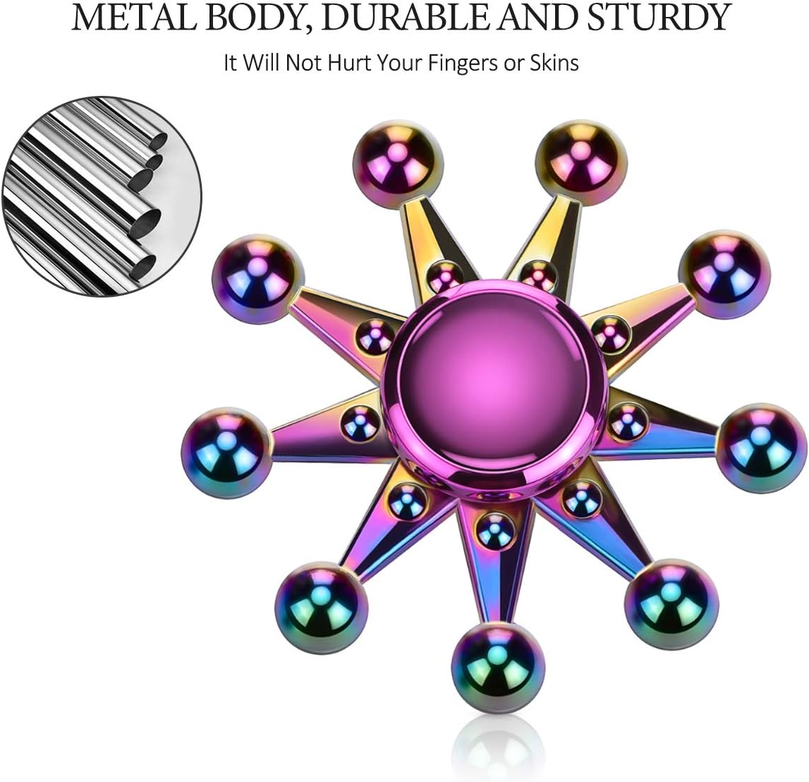 ATESSON Fidget Spinner Toy for Adults Kids 2 to 5 Min Spins Durable Stainless Steel Bearing High Speed Metal Material Hand Spinner Stress Relief Boredom Killing Time Toys for Boys Girls